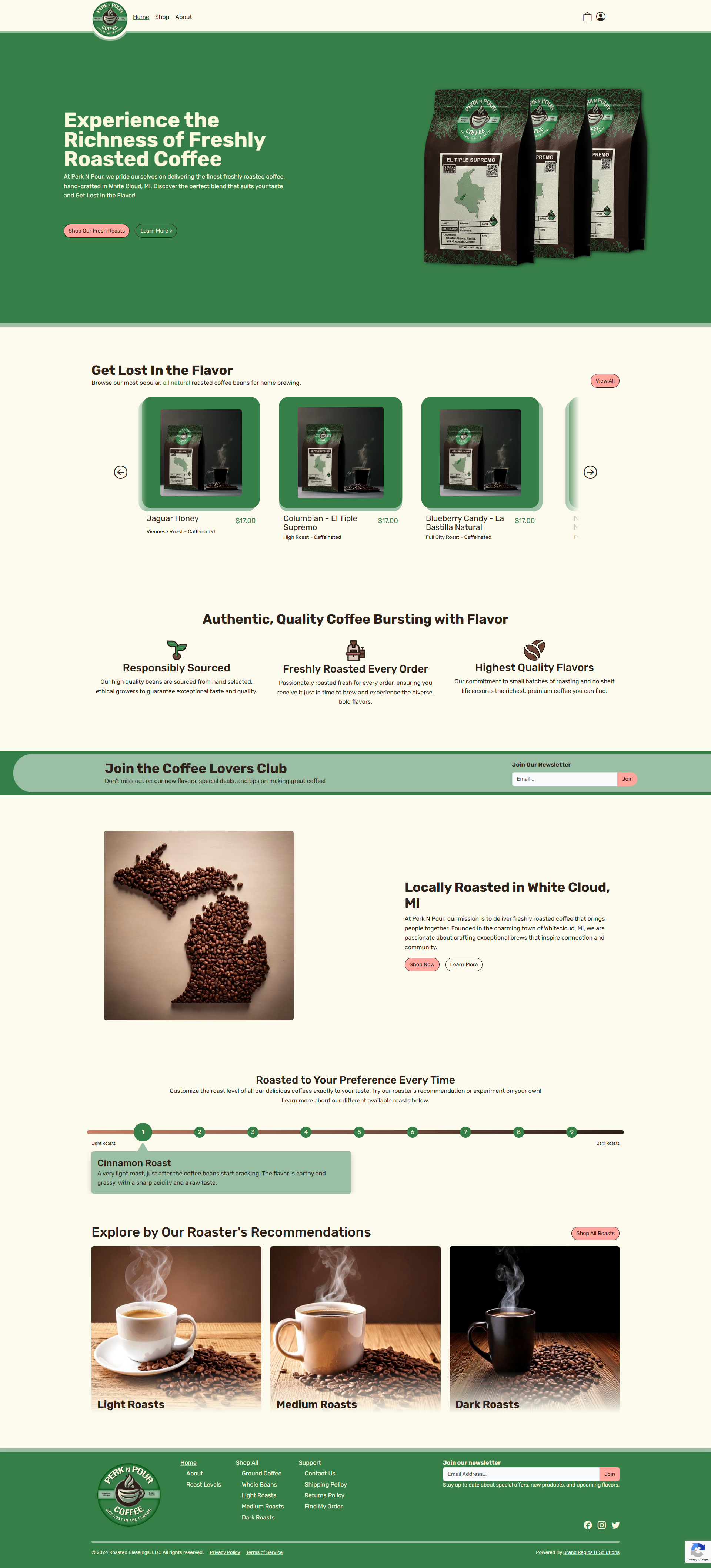 Perk N Pour Coffee Homepage